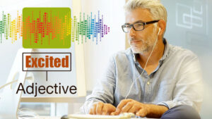 Smart casual audio annotator working on audio data with headphones in modern office doing audio labeling for machine learning project.