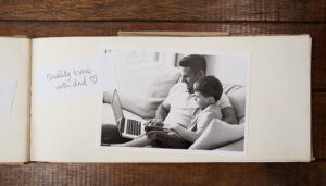 DeeLab, Image Labeling, Overhead view of labeled picture in the photo album on table.