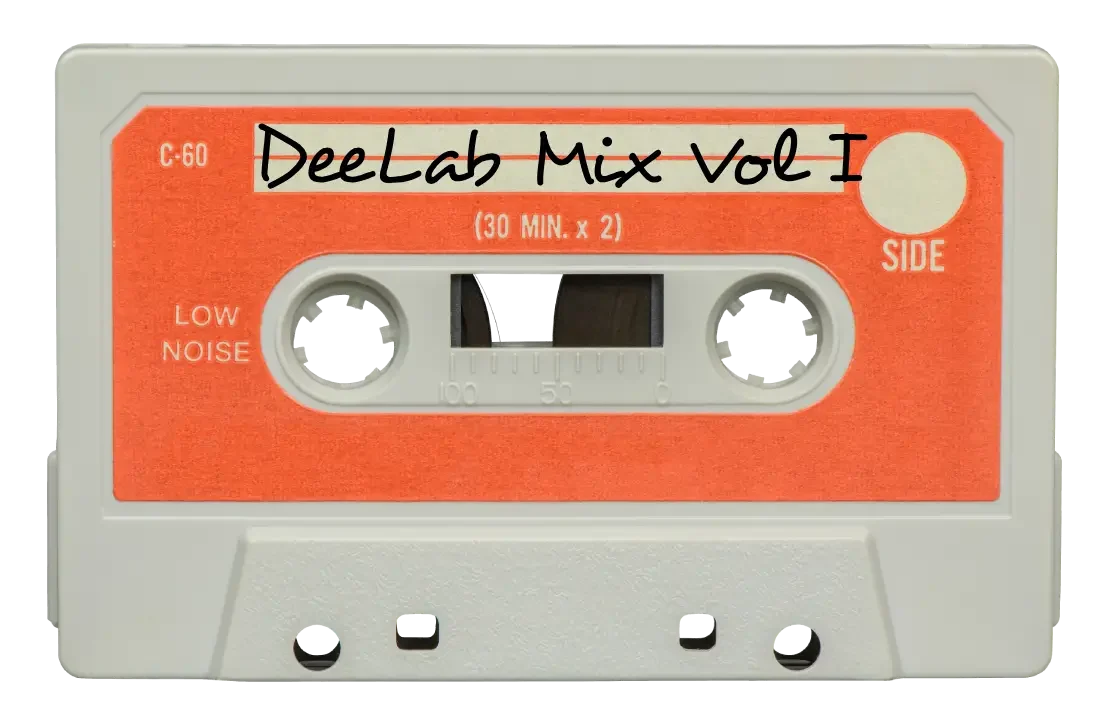 1980's audio cassette with 'DeeLab Mix Vol 1' written on the label, representing DeeLab's custom audio annotation projects and vibrant team energy.