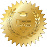 DeeLab Academy 1 DeeLab Academy seal, a golden emblem featuring the DeeLab logo at the center, a graduation cap above, three stars below, and a laurel wreath symbolizing achievement. Represents DeeLab's data annotation training and certification program.